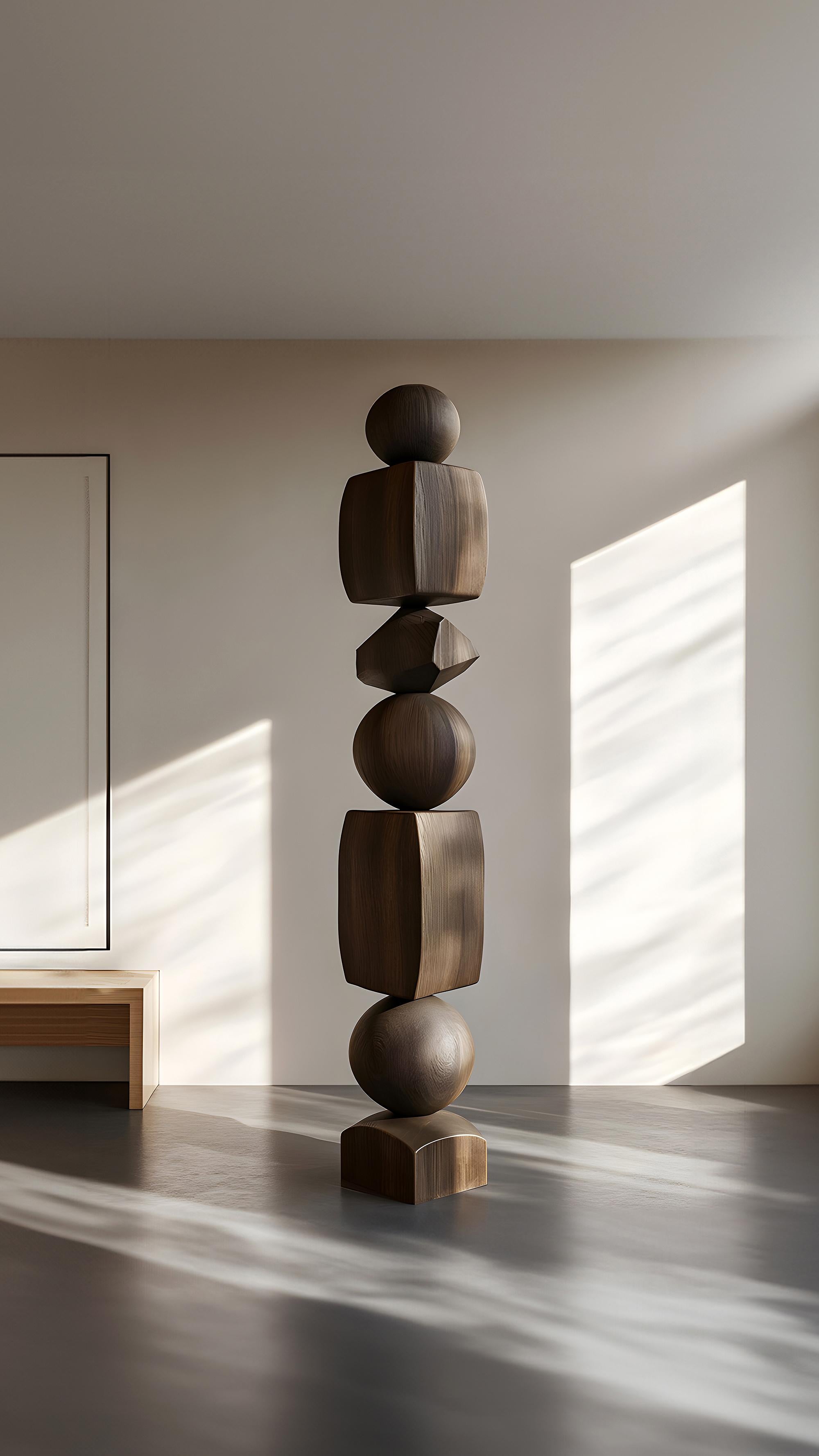 Hand-Crafted Burned Oak's Sleek Dark Design in Abstract Totem Form, Still Stand No87 For Sale
