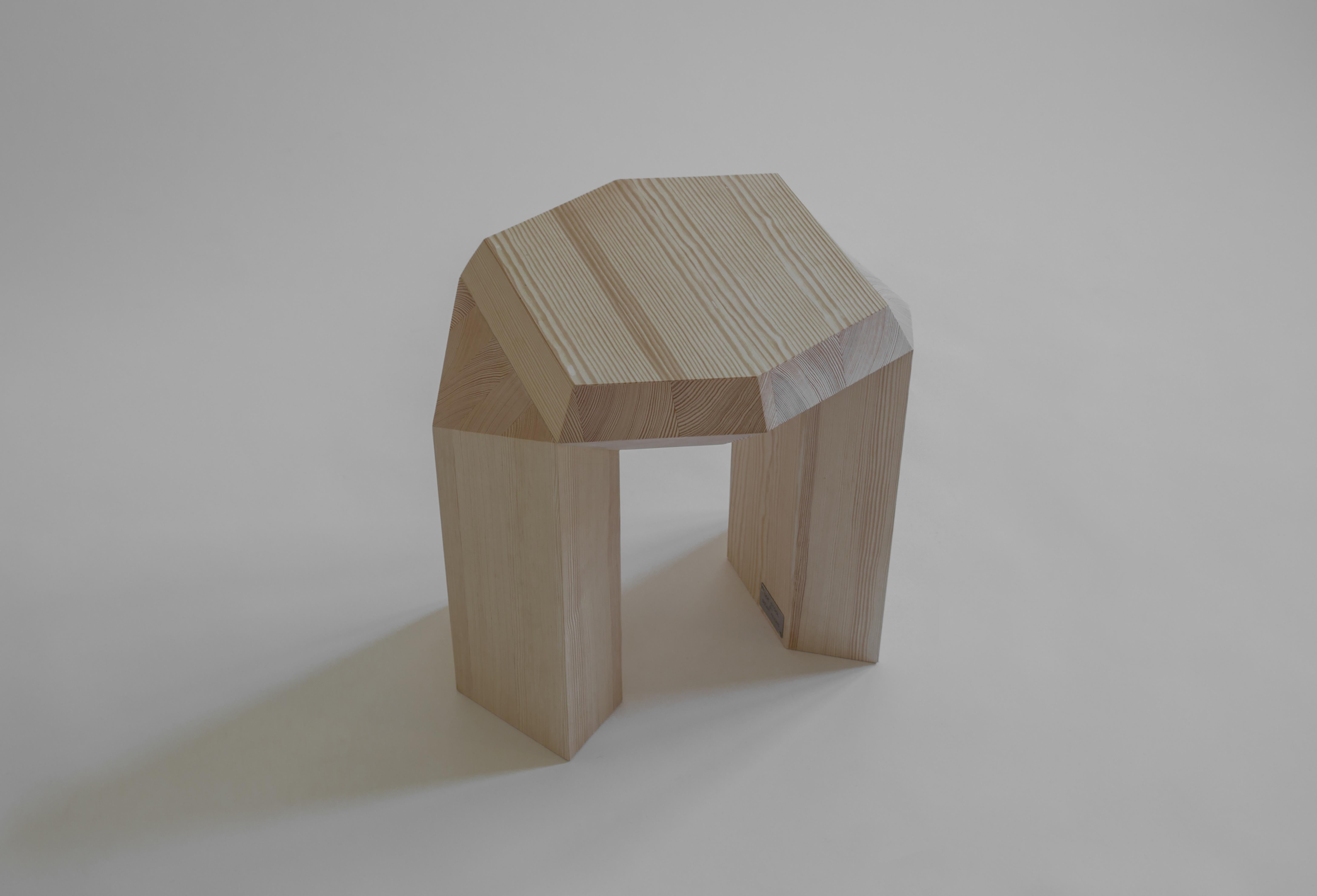 Pine Burned Ode Side Table by Sizar Alexis For Sale