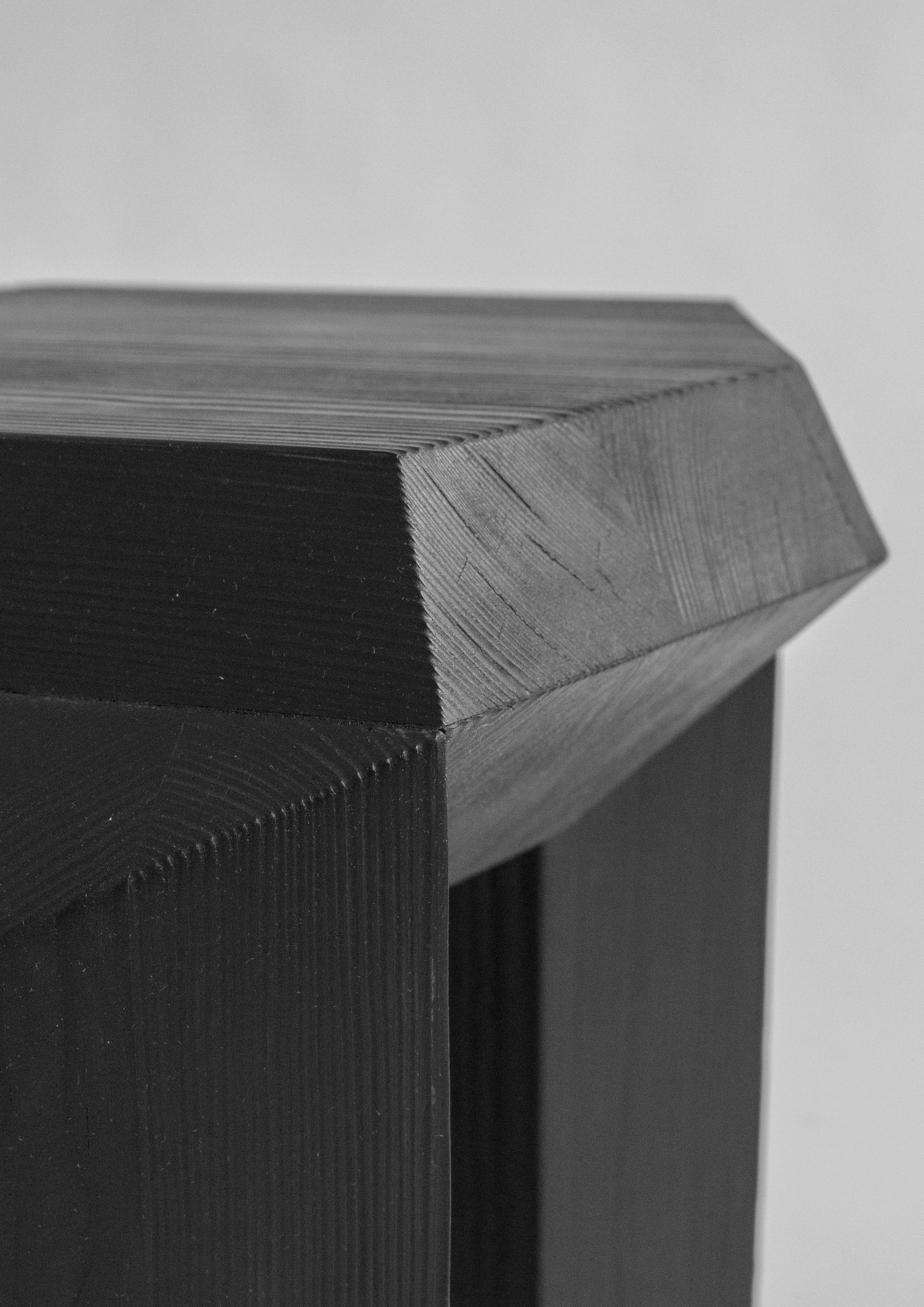 Modern Burned Ode Side Table by Sizar Alexis For Sale