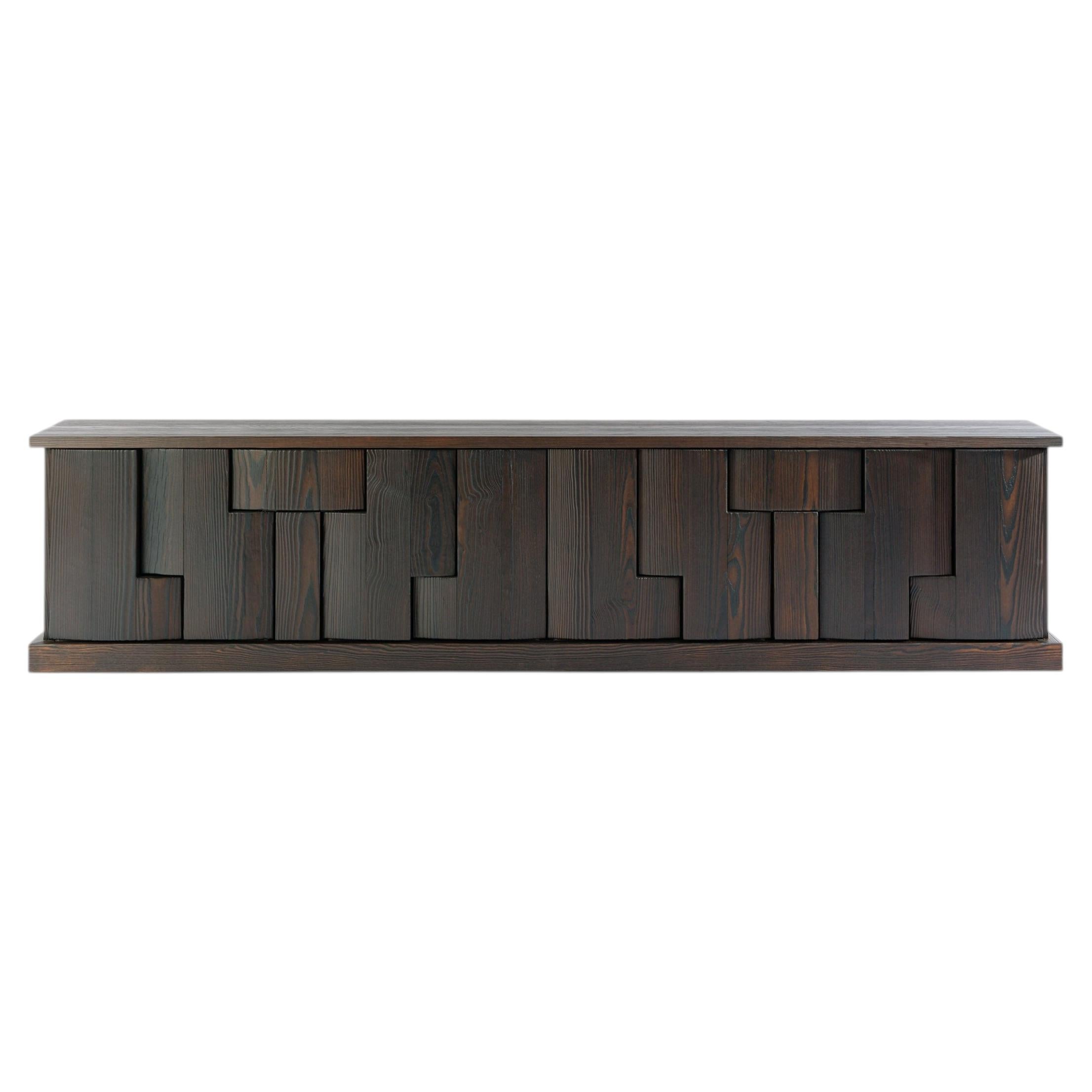 Burned Wood Norma Low Cabinet Age-Old Technique ‘Shou Sugi Ban' by Tim Vranken For Sale