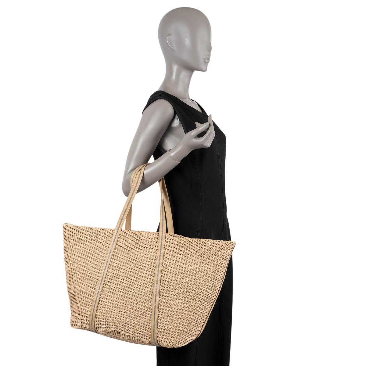 BURNELLO CUCINELLI beige raffia MONILI OVERSIZED Tote Bag For Sale 2