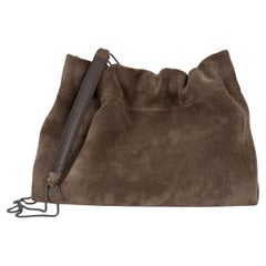 Bolso BRUNELLO CUCINELLI de ante topo oscuro SOFTY MONILI