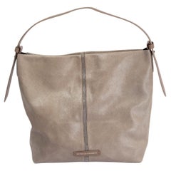 BURNELLO CUCINELLI - Sac en cuir taupe MONILI STRIPE HOBO