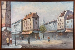 Burner - Signed & Framed Mid 20th Century Oil, Impressionistic Street