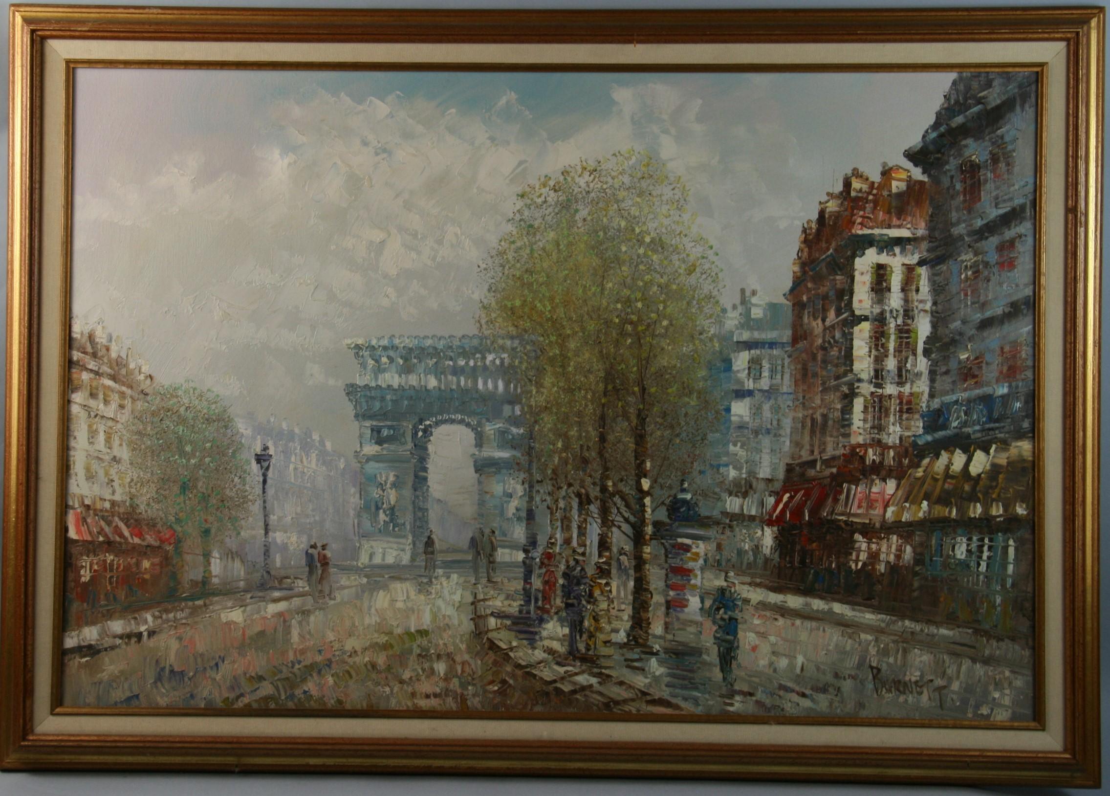 Burnett Landscape Painting - Impressionist Oversized  Paris Street Scene oil Painting 