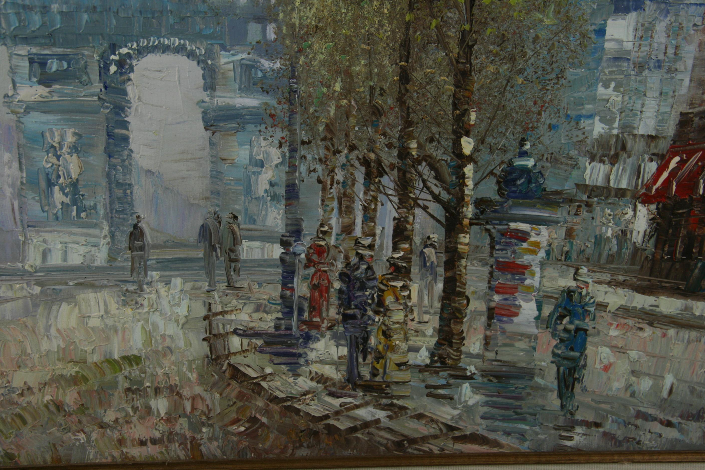 Impressionist Oversized  Paris Street Scene oil Painting  1