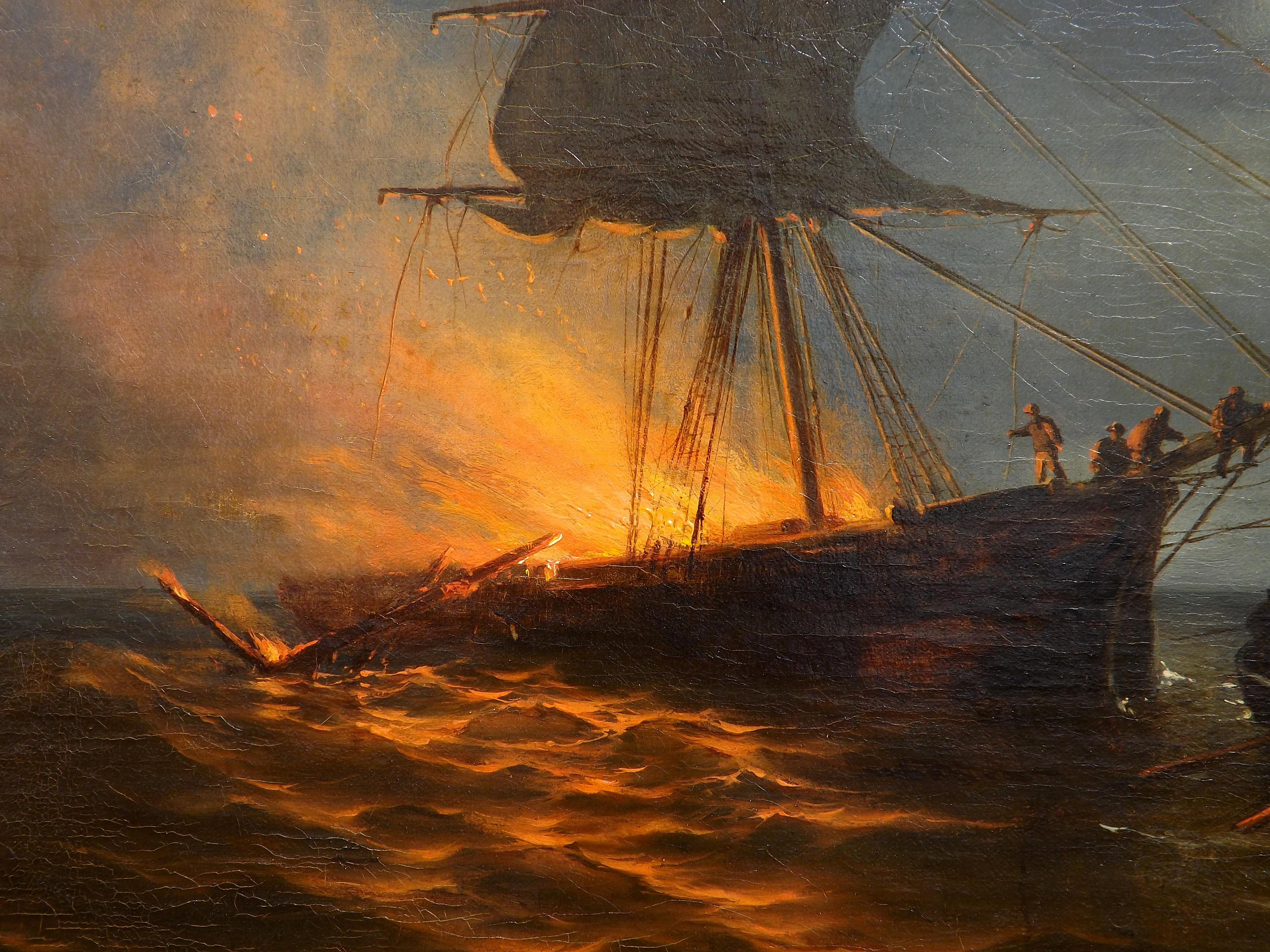 burning ship painting