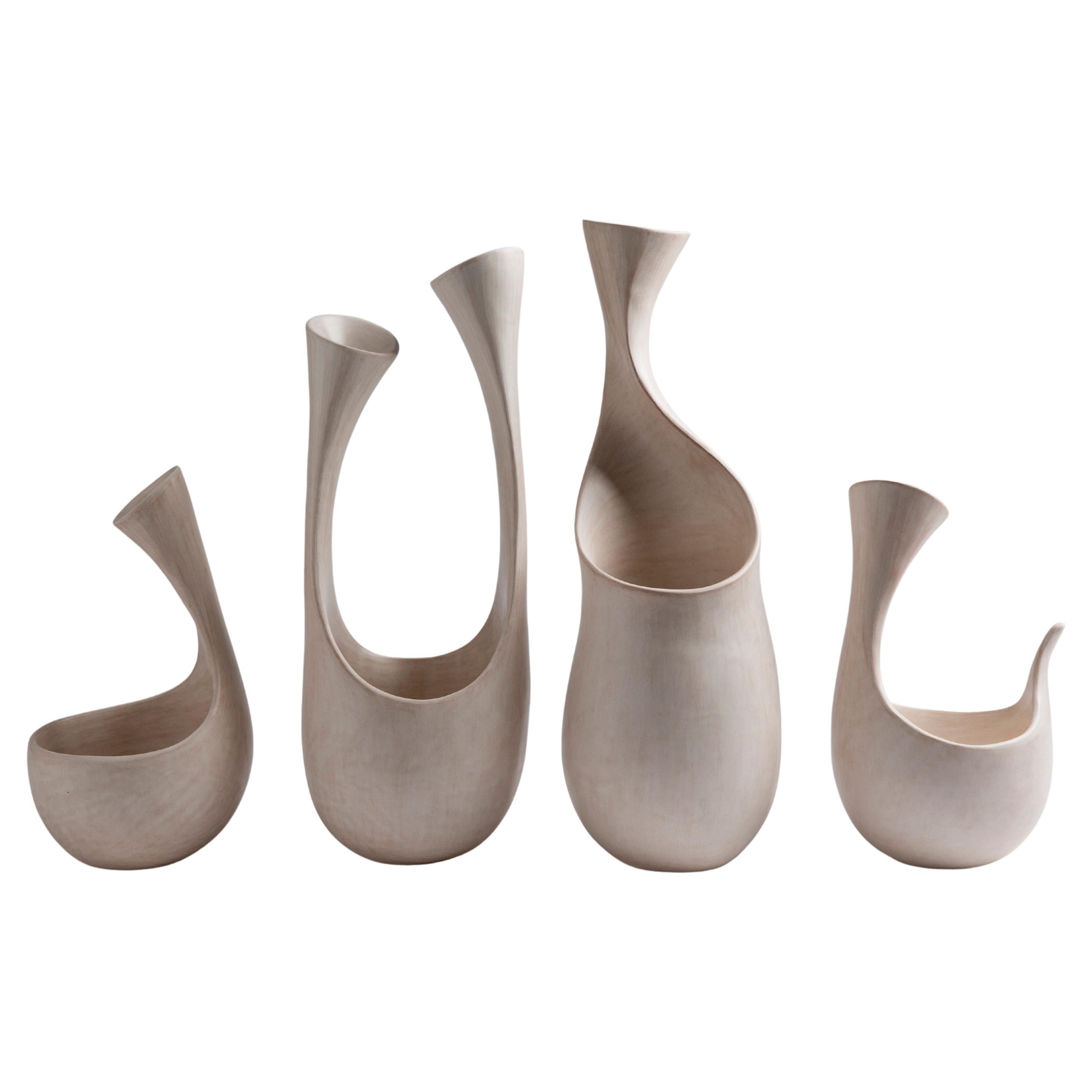 Group of Fluted Bowl-like Ceramic Vessels, Tina Vlassopulos For Sale