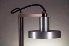 Burnished Aluminum Task Table Lamp with Steel Base and Brass Arm