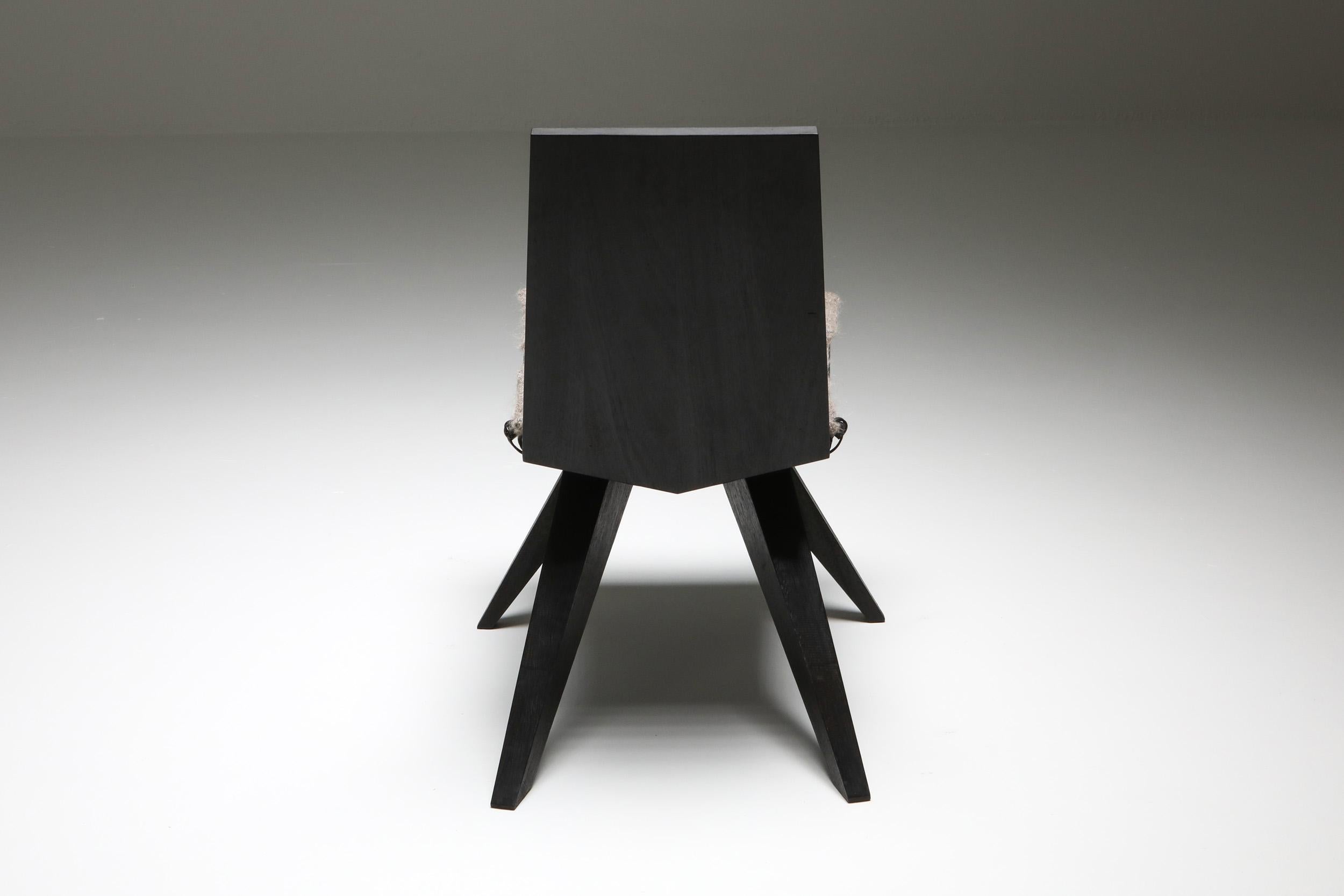 Burnished and Waxed Black V-Dining Chair 3