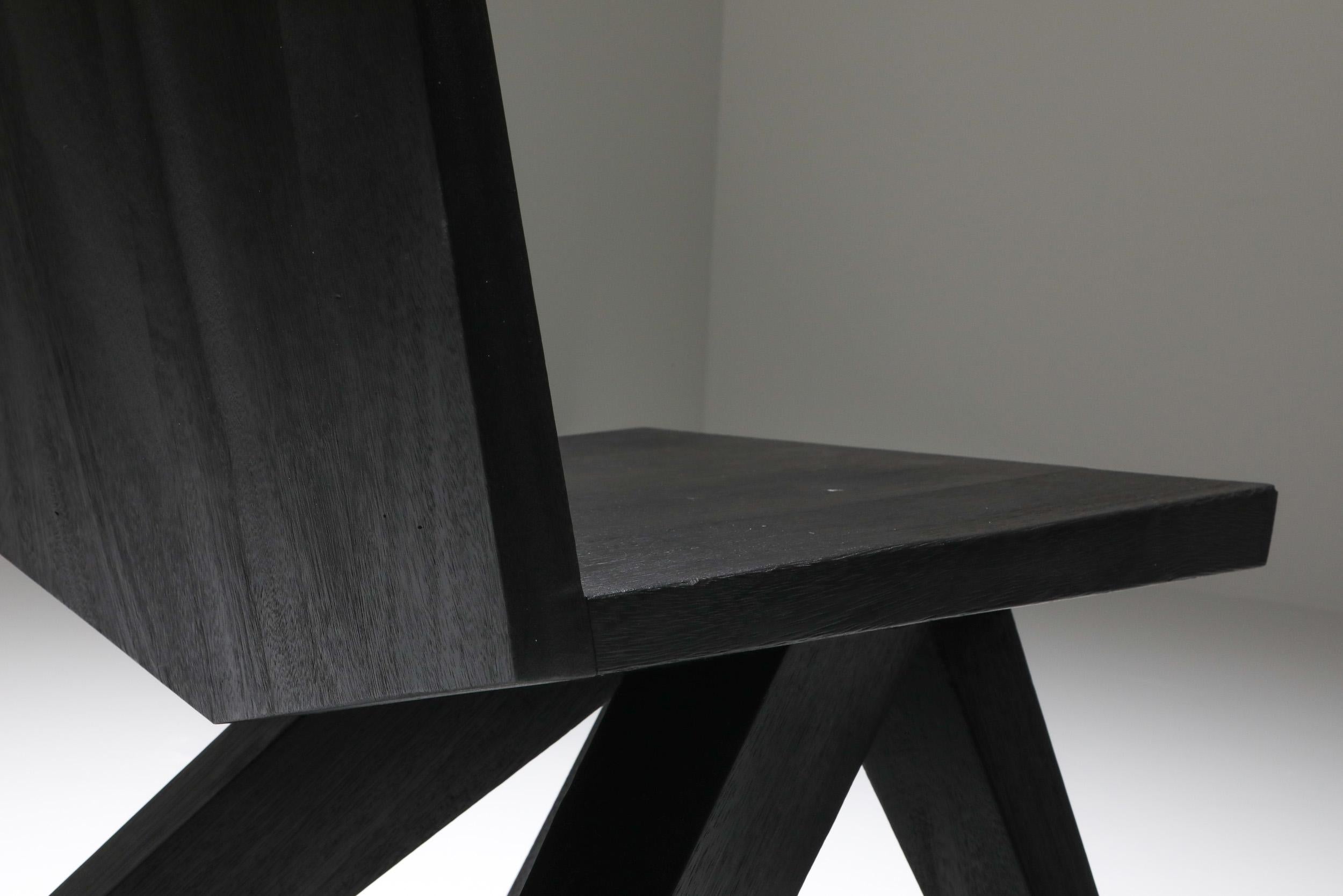 Burnished and Waxed Black V-Dining Chair 4