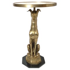Burnished Brass and Onyx Whippet Form Drinks Side Table