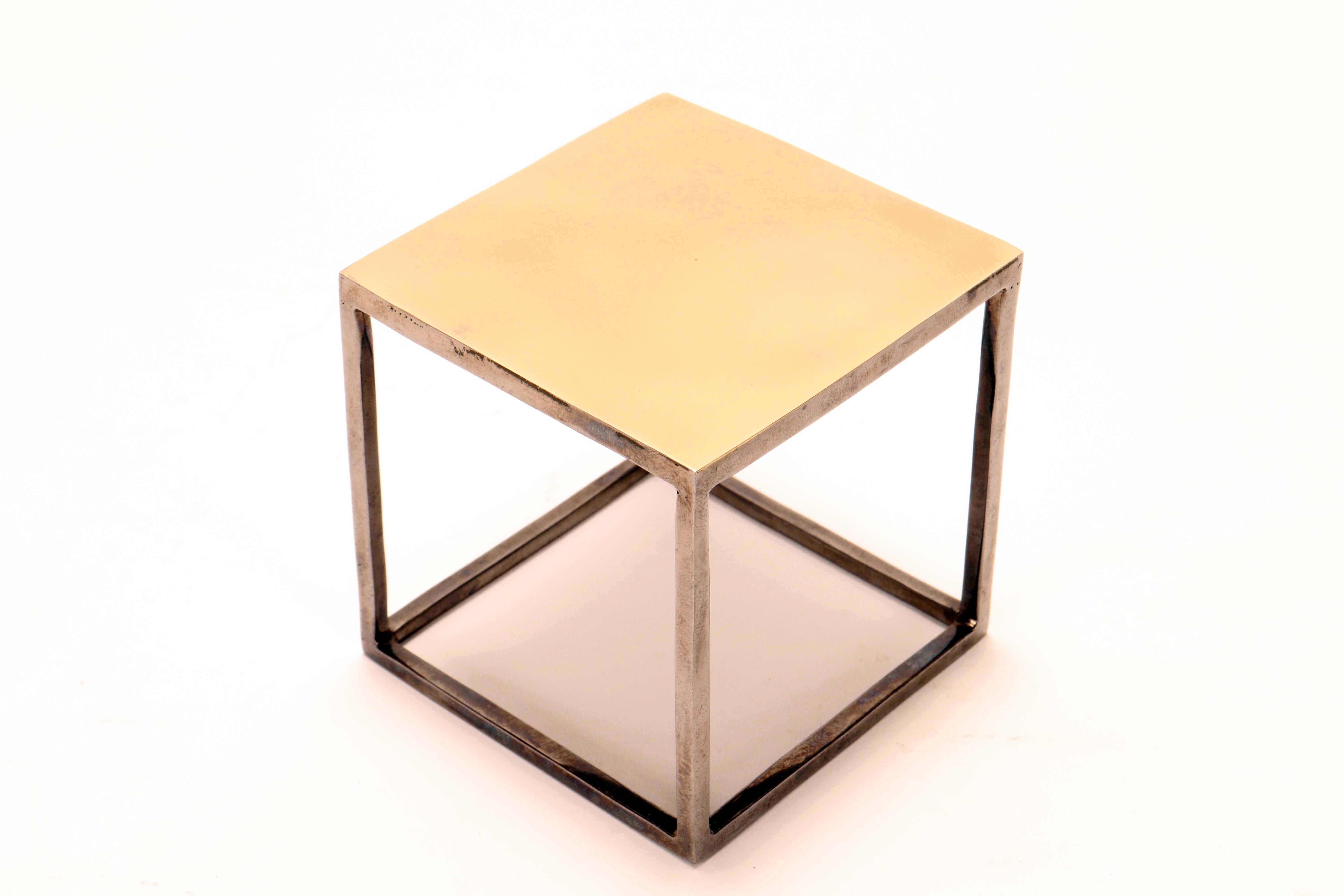 Burnished brass cubic bracelet. By Stefania Bosio for Ornamenta. Italy, 2000. en vente 5