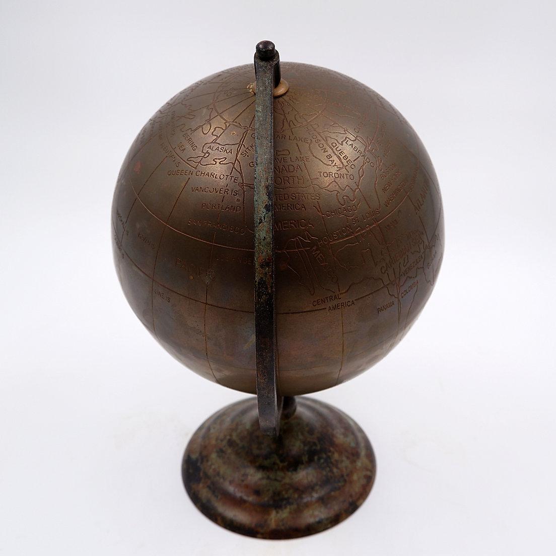 Burnished brass earth globe - Circa 1930s For Sale 6