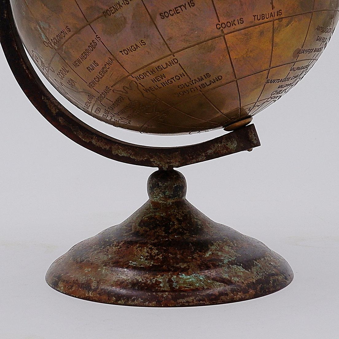 Burnished brass earth globe - Circa 1930s For Sale 8