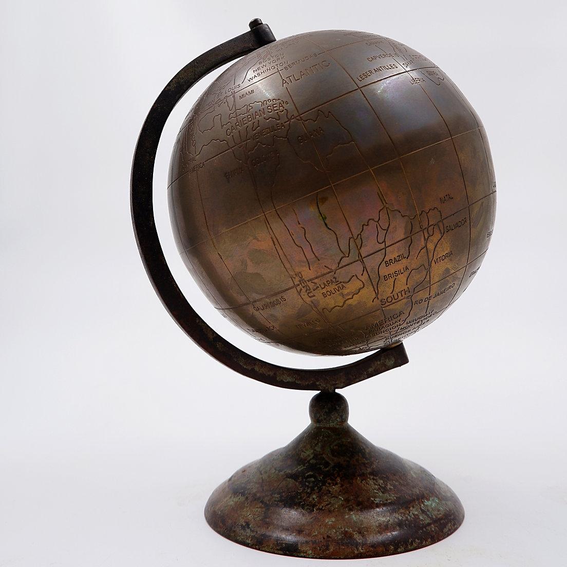 Burnished brass earth globe - Circa 1930s For Sale 10