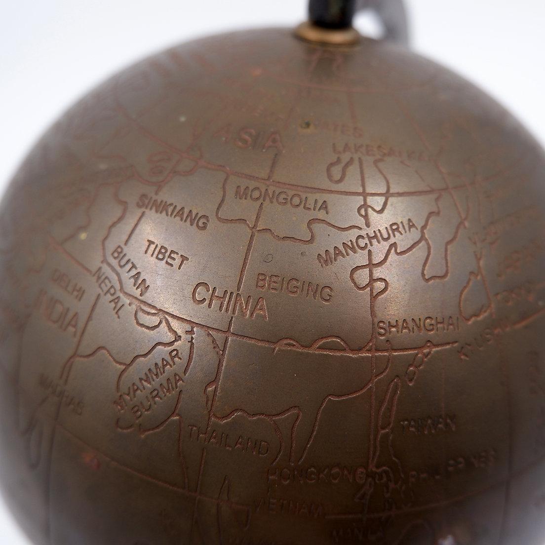 Brass Burnished brass earth globe - Circa 1930s For Sale