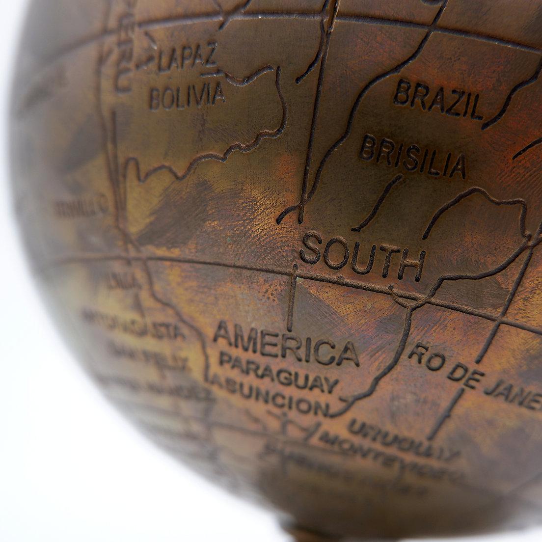 Burnished brass earth globe - Circa 1930s For Sale 1