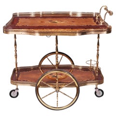 Brüniertes Messing Mid Century Drinks Trolley - Barwagen mit Drop Leaf Sides