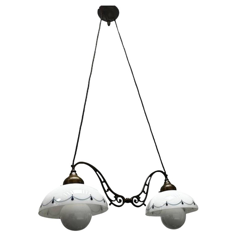 Burnished Brass Pendant Lamp, Farmhouse Style 2 Hanging Lights Vintage