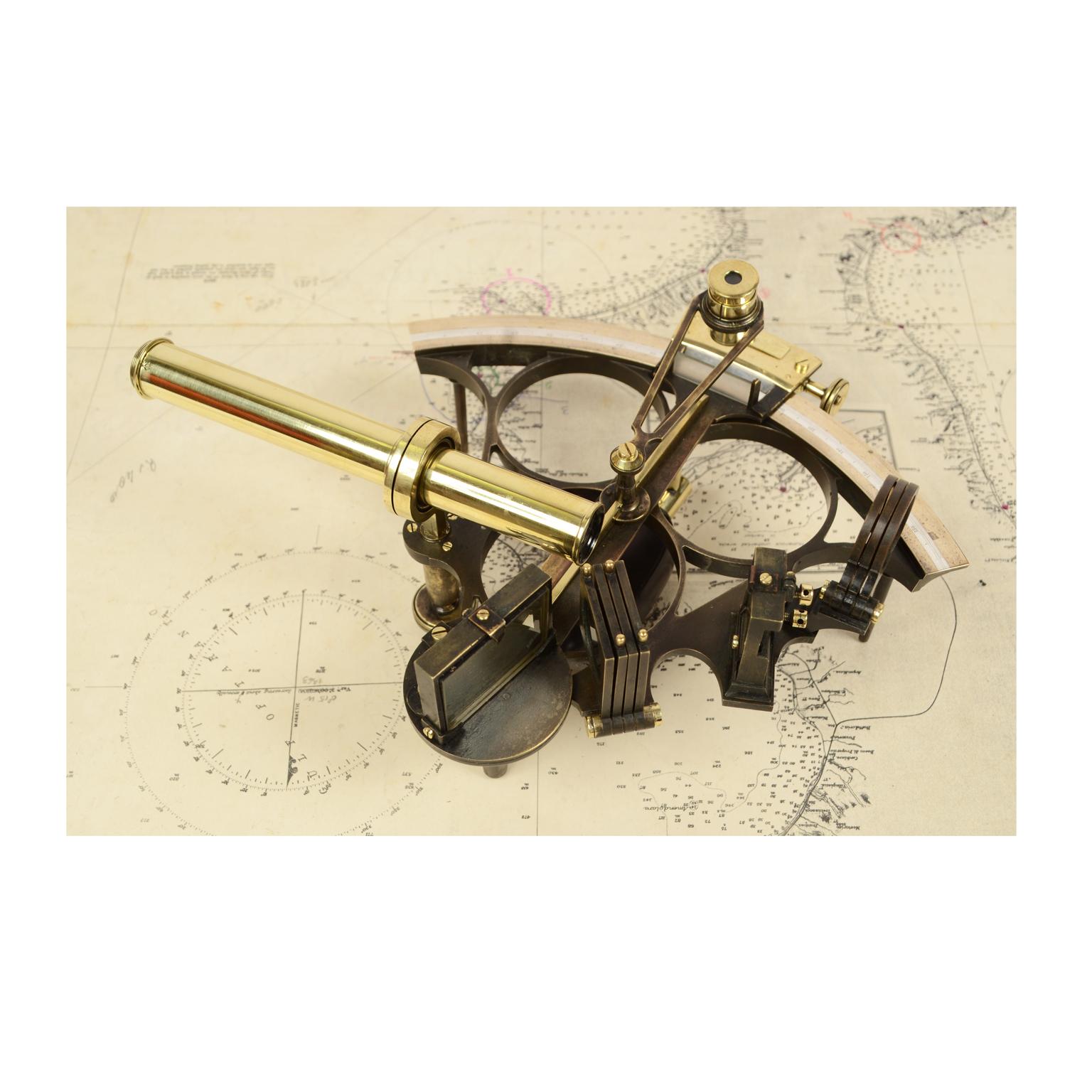 Burnished Brass Sextant Made in the Second Half of the 19th Century 1