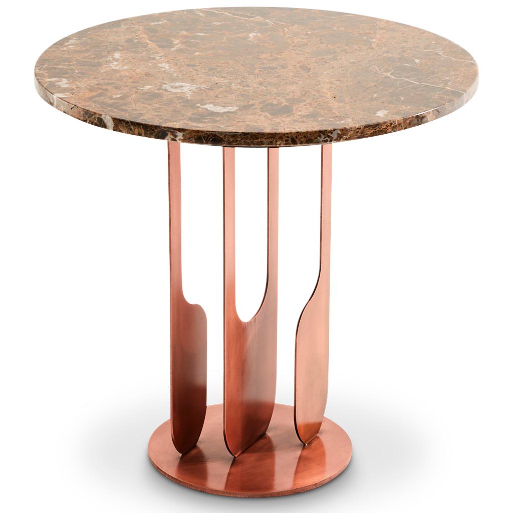 Modern Burnished Copper and Marble Side Table by Egg Designs For Sale