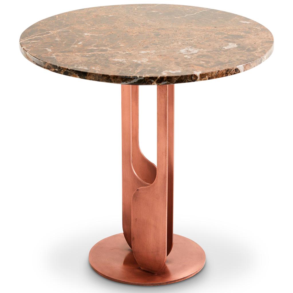 South African Burnished Copper and Marble Side Table by Egg Designs For Sale