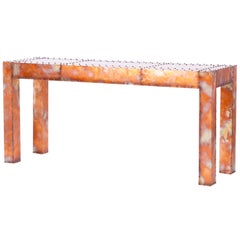 Used Burnished Copper Console Table