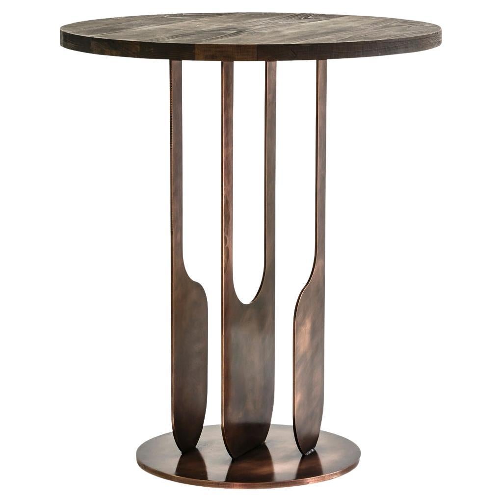 Burnished Copper & Oak Timber Side Table by Egg Designs