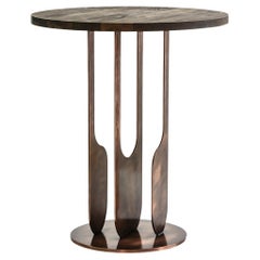 Burnished Copper & Oak Timber Side Table by Egg Designs