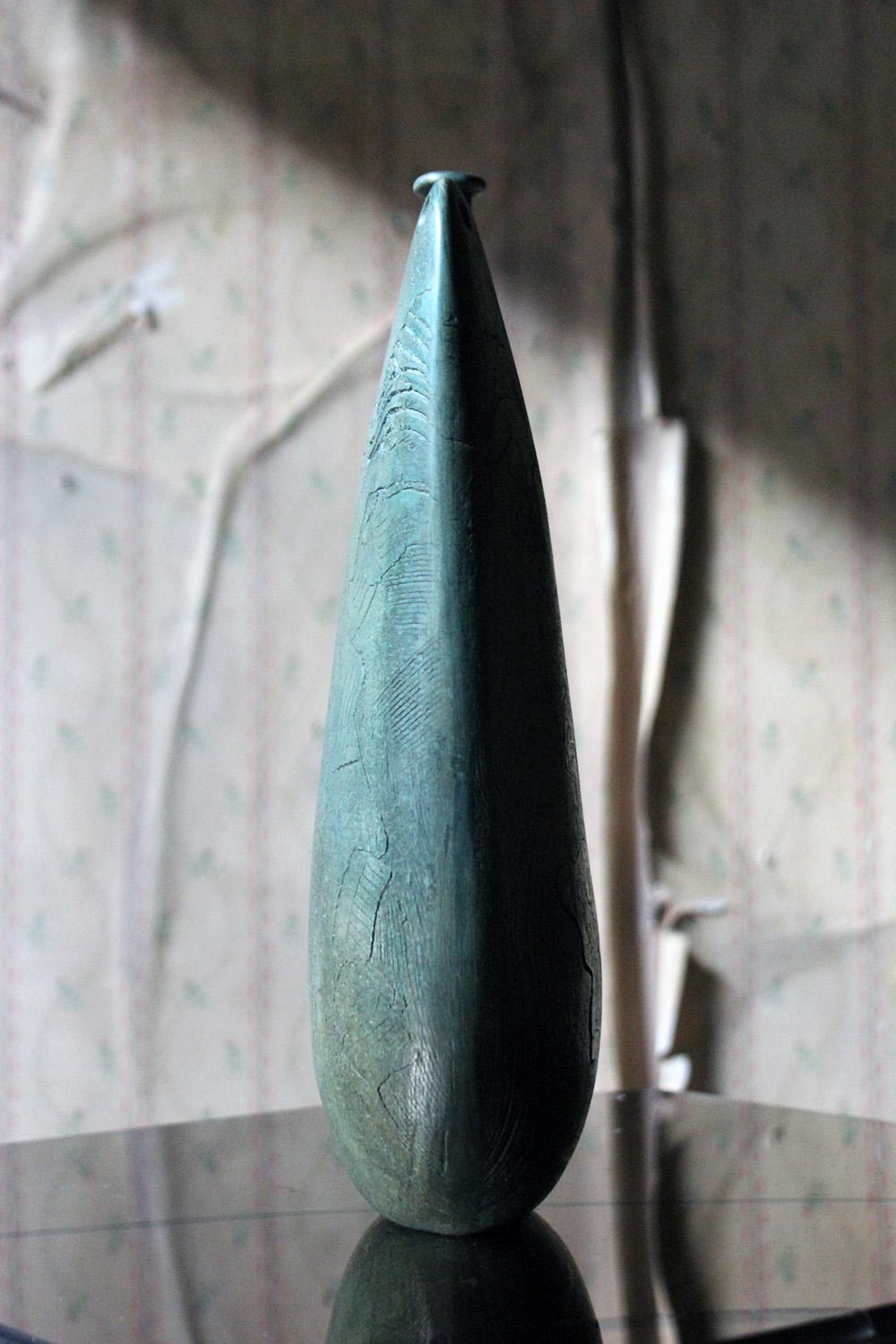 Burnished Jade Green Bottle Vase by Peter Hayes, circa 1984 8
