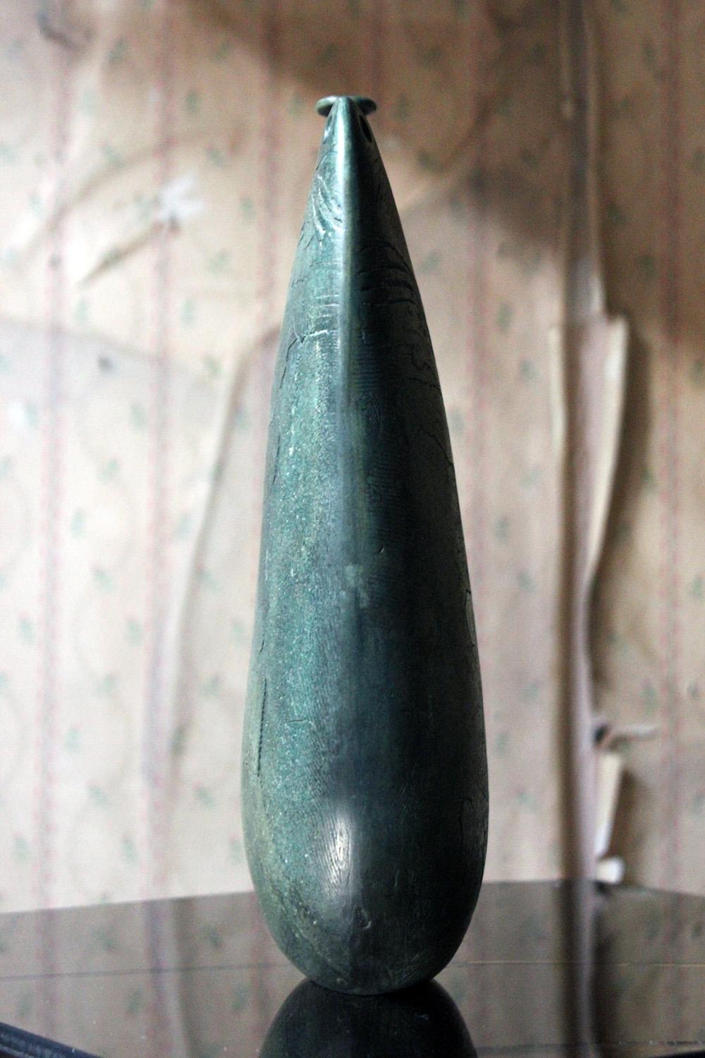 Burnished Jade Green Bottle Vase by Peter Hayes, circa 1984 10