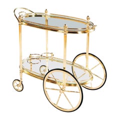 Burnished Mid-Century Maison Jansen Oval Bar Cart, Drinks Trolleys or End Table