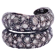 Bague cocktail contemporaine en or 18 carats avec motif de roche et diamants gris de 2,25 carats