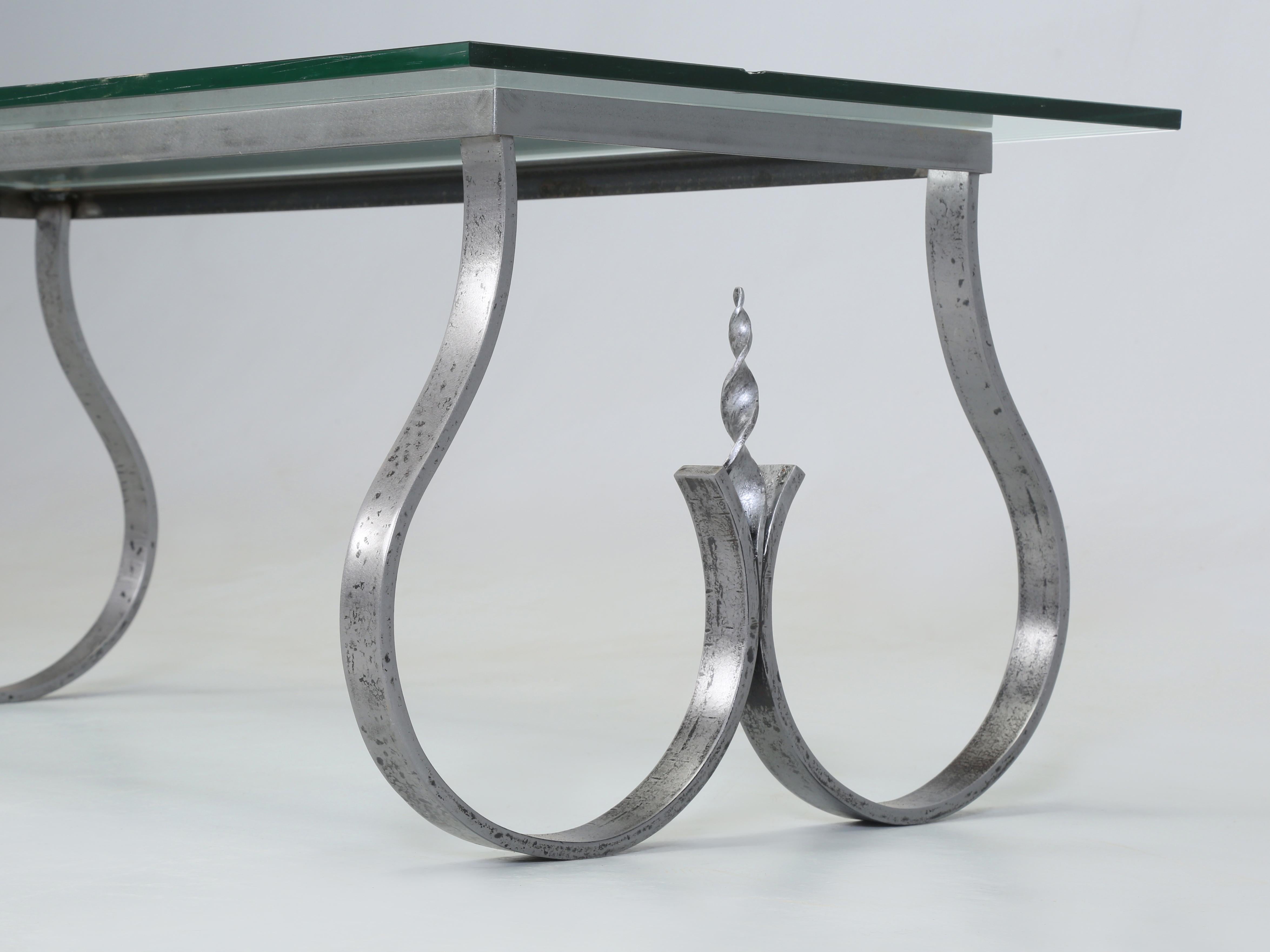 Burnished Steel and Glass Coffee Table from the 1960's  For Sale 1