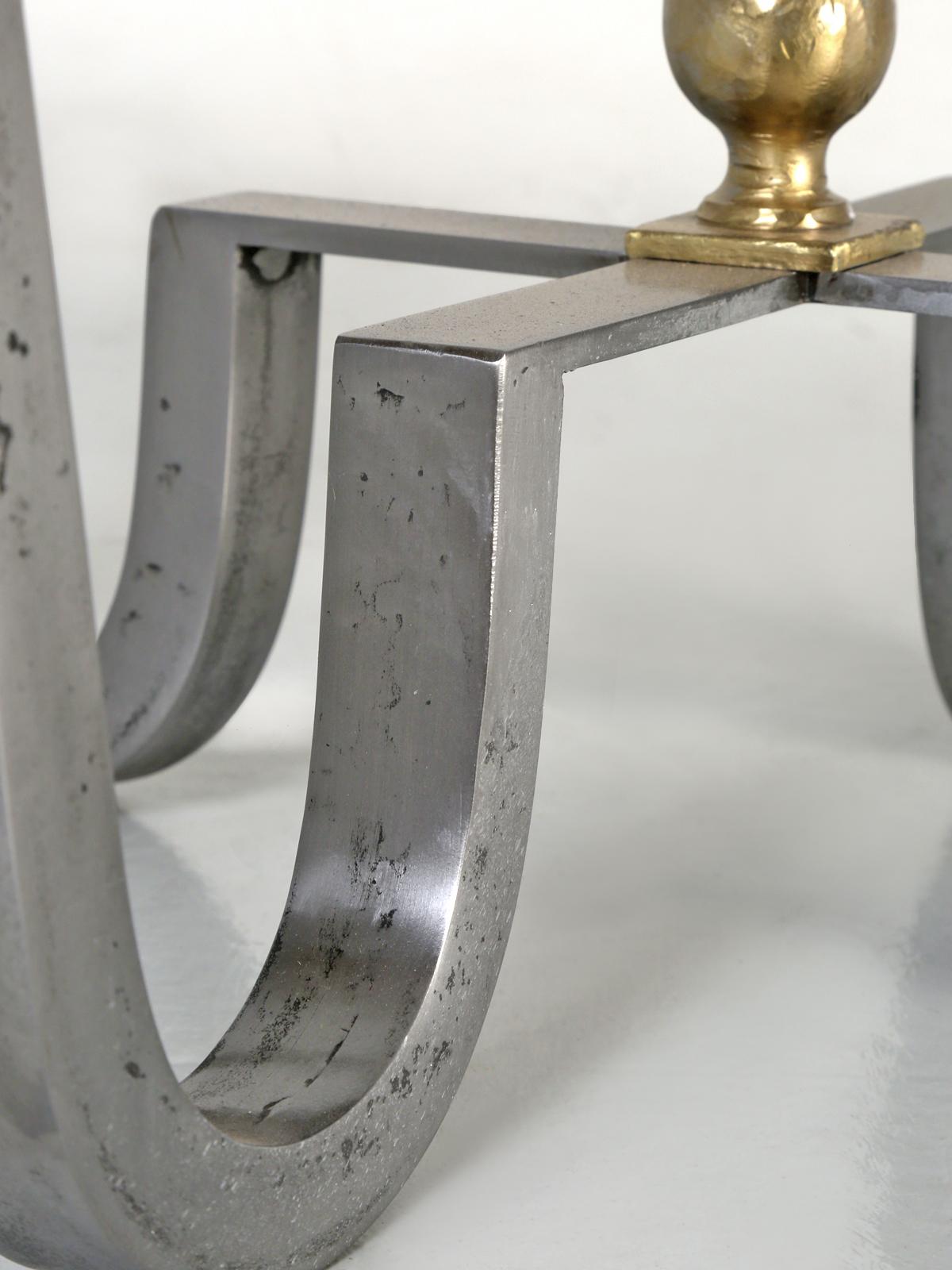 Burnished Steel Center Hall Table or End Table Made to Order For Sale 5