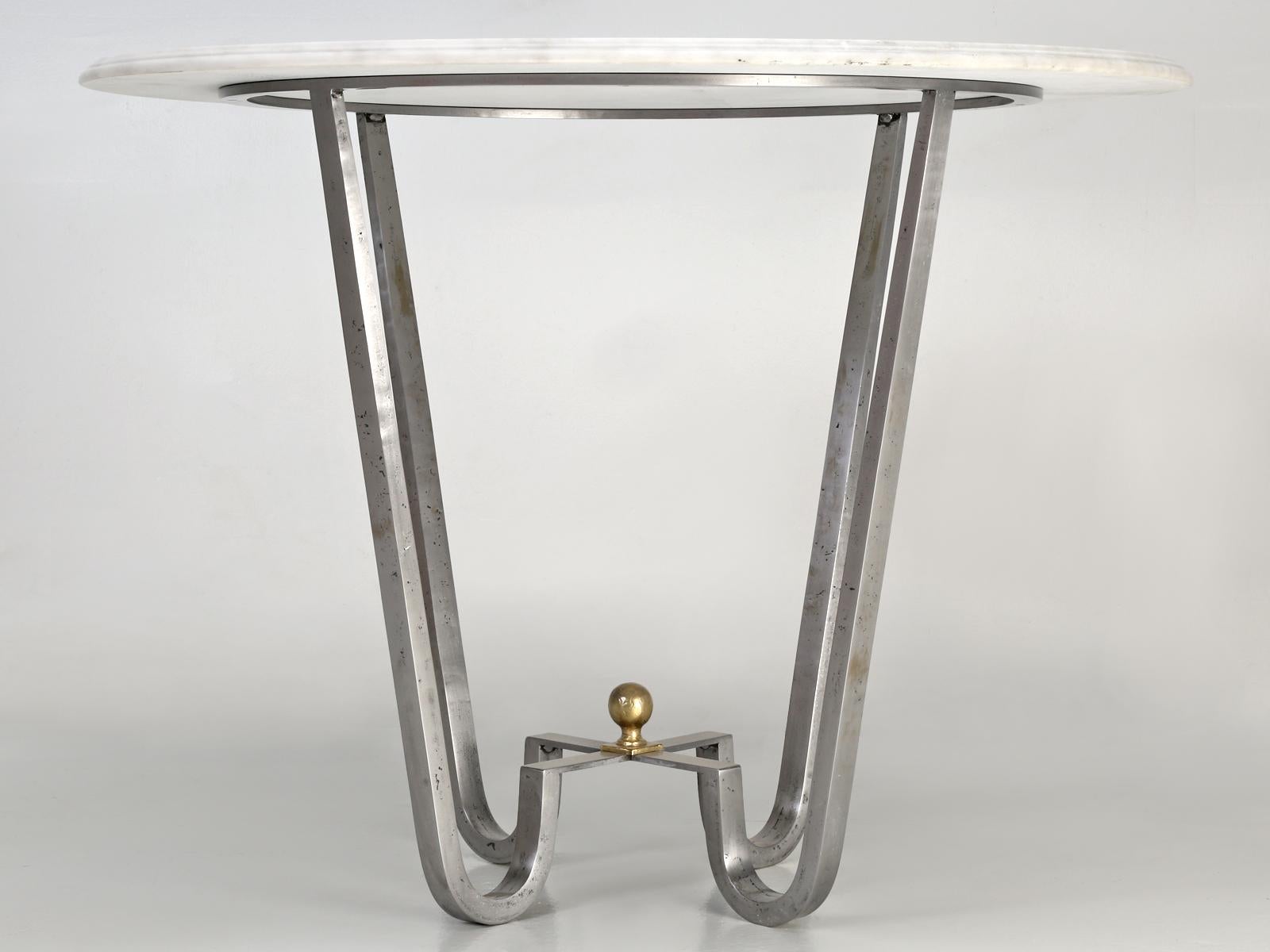 Mid-Century Modern Burnished Steel Center Hall Table or End Table Made to Order For Sale