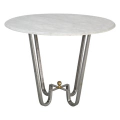 Table d'entrée centrale ou table d'extrémité en acier bruni fabriquée sur commande