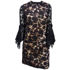 Robe de cocktail en organza noir transparent Burnout (années 1960)