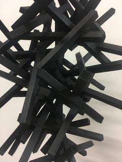 Solid Blackened Cherry Modernist Sculpture by Dave Lasker