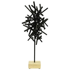 Solid Blackened Cherry Modernist Sculpture by Dave Lasker