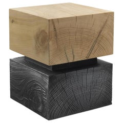 Burnt and Natural Cedar Stool in Natural Cedar Wood