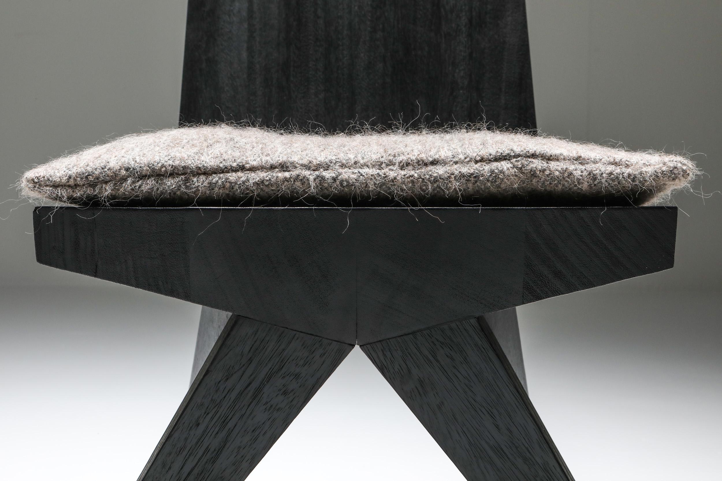Burnt and Waxed Black V-Dining Chair by Arno Declercq 1