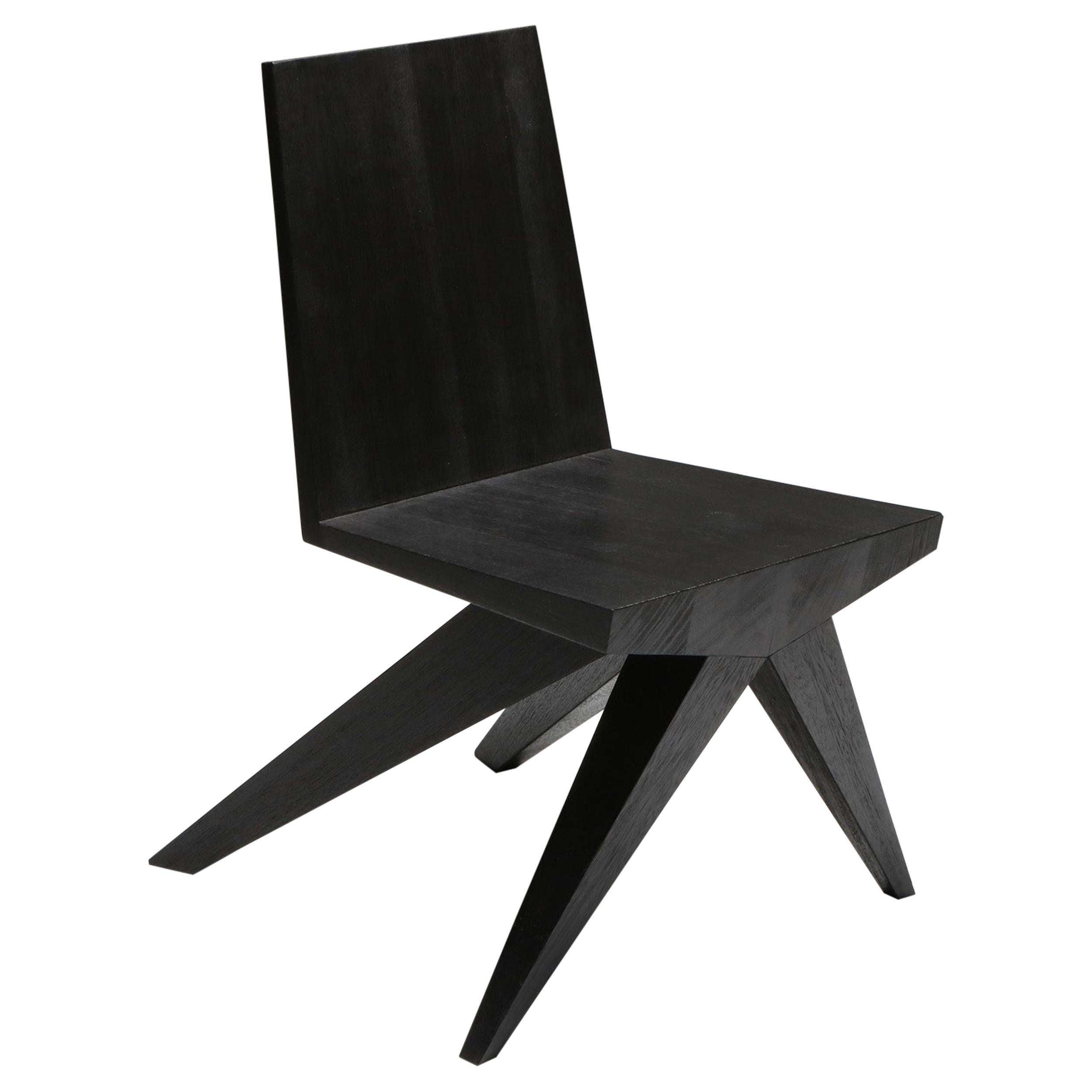 Burnt and Waxed Black V-Dining Chair by Arno Declercq