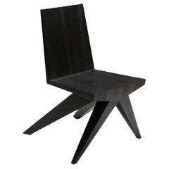 Burnt and Waxed Black V-Dining Chair by Arno Declercq