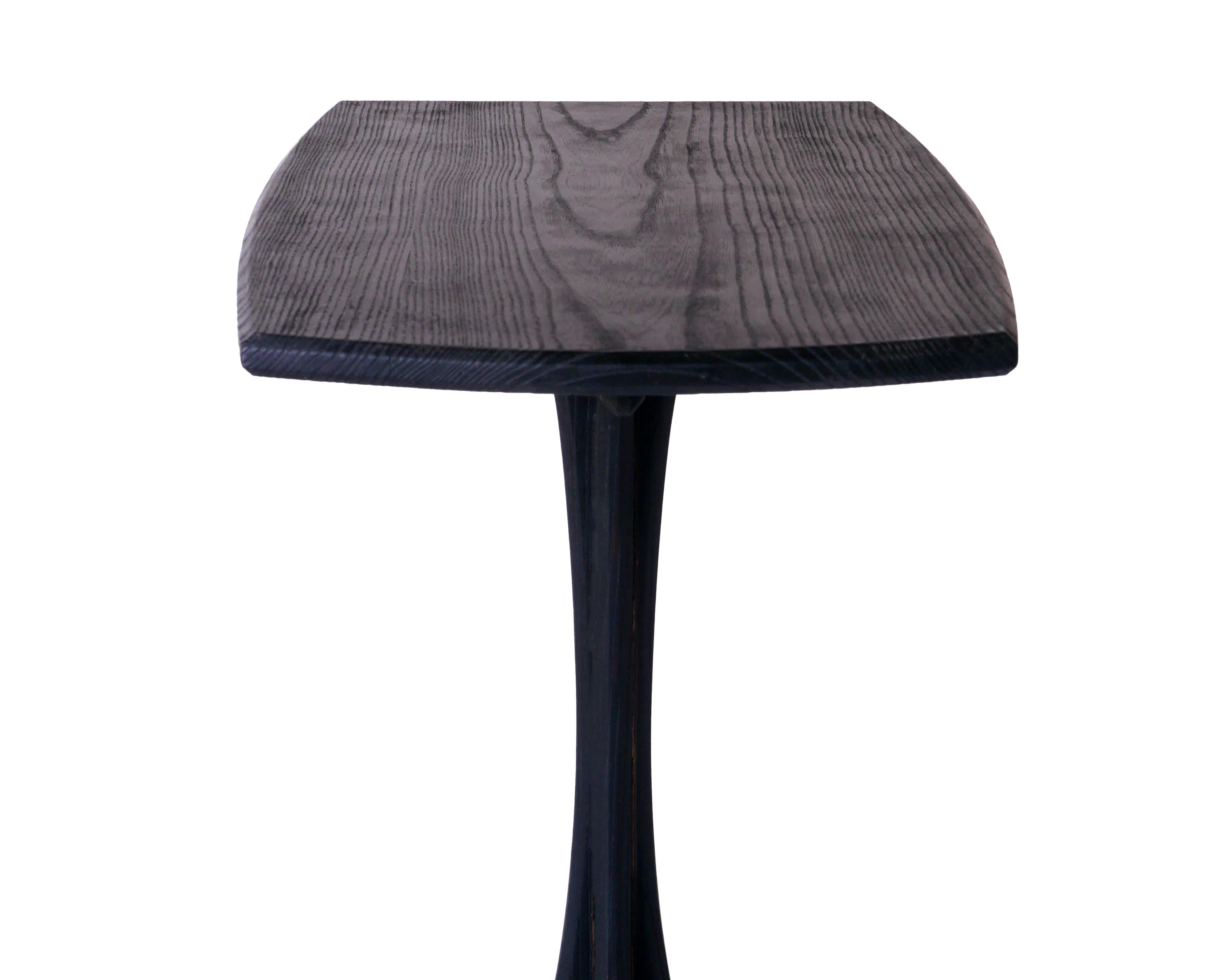 Modern Burnt Ash Plume Side Table, Contemporary Handmade Pedestal End Table by Arid For Sale