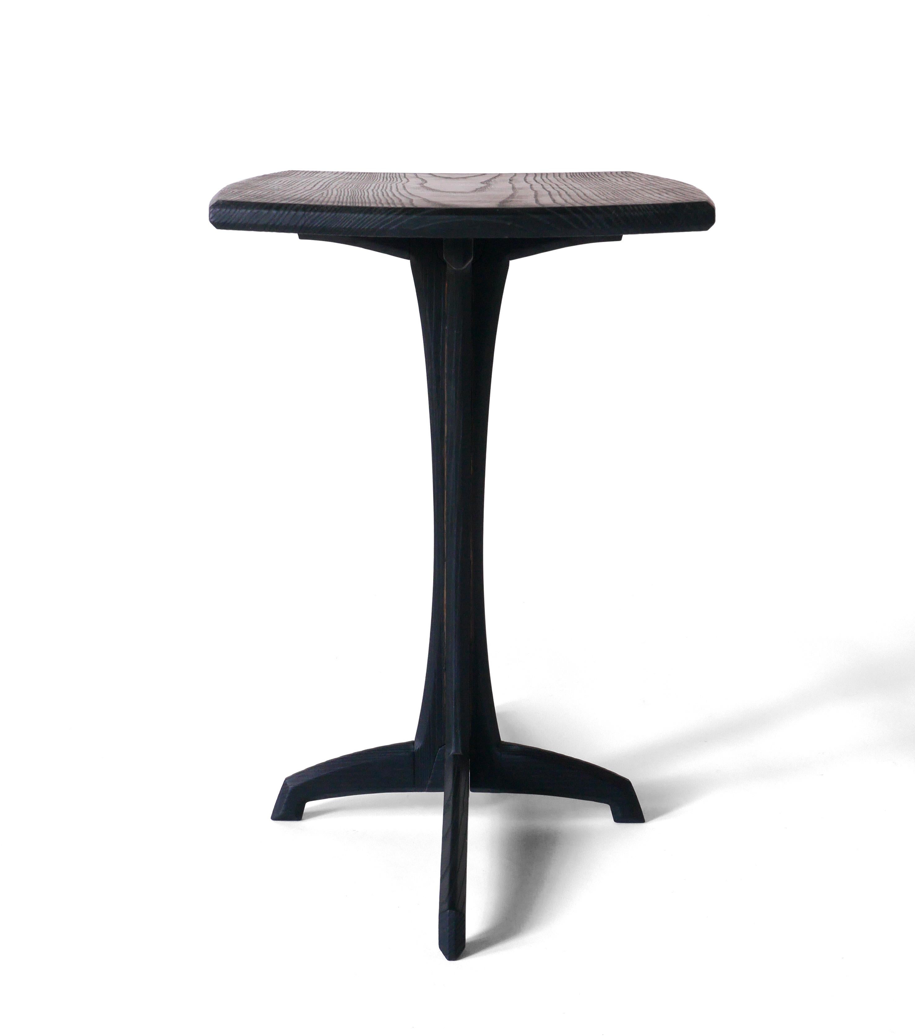 Blackened Burnt Ash Plume Side Table, Contemporary Handmade Pedestal End Table by Arid For Sale