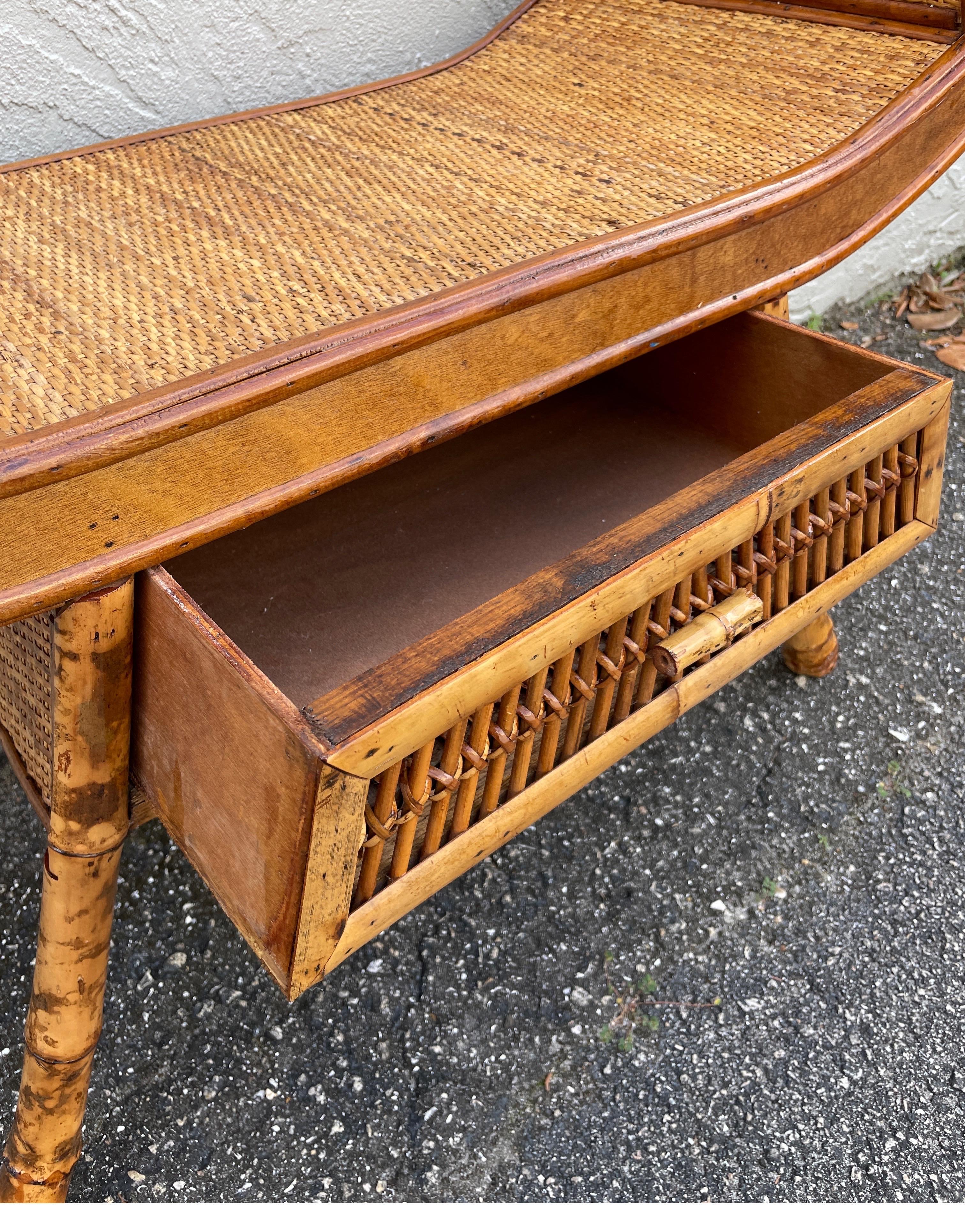 Burnt Bamboo Chinoiserie Style Bench 2