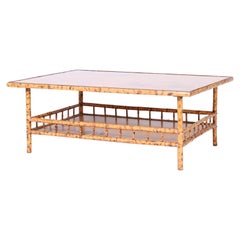 Burnt Bamboo Coffee Table with a Decoupage Top