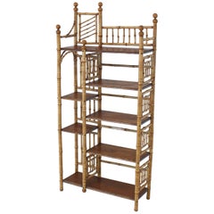 Burnt Bamboo Decorative Etagere Shelf, circa 1970s